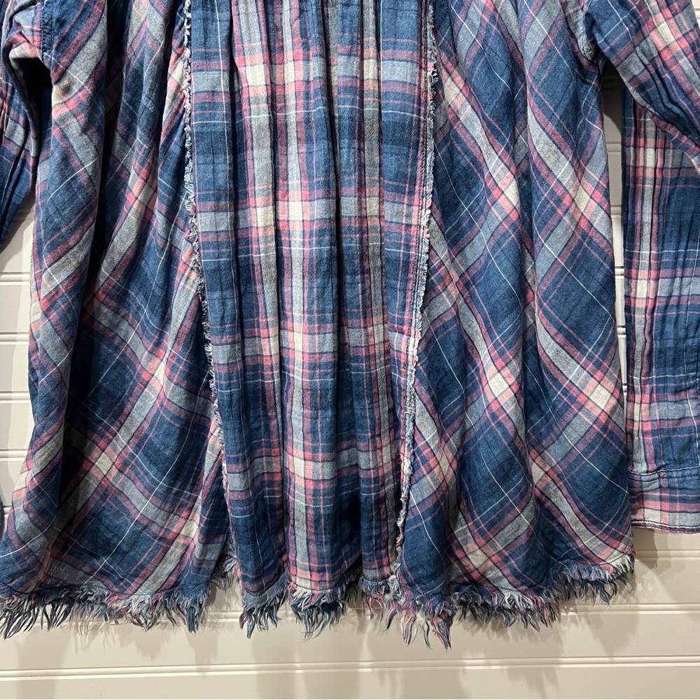 Free People Seeking Starlight Plaid Shirt Sz L - Picture 9 of 11